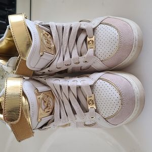 Mk high top white and gold